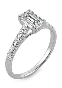 1.24 ct. t.w. Moissanite Emerald Cut Engagement Ring 14K White Gold