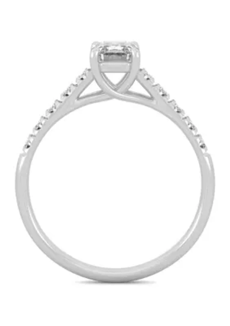 1.24 ct. t.w. Moissanite Emerald Cut Engagement Ring 14K White Gold