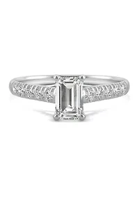 1.24 ct. t.w. Moissanite Emerald Cut Engagement Ring 14K White Gold