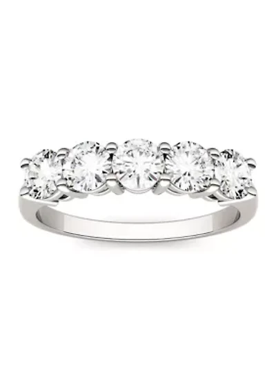 1.15 ct. t.w. Moissanite Five Stone Band 14K White Gold