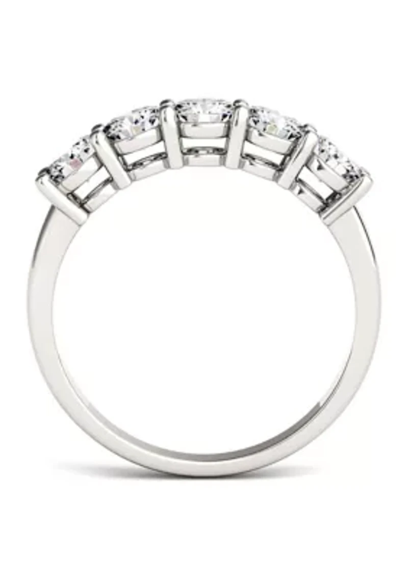 1.15 ct. t.w. Moissanite Five Stone Band 14K White Gold