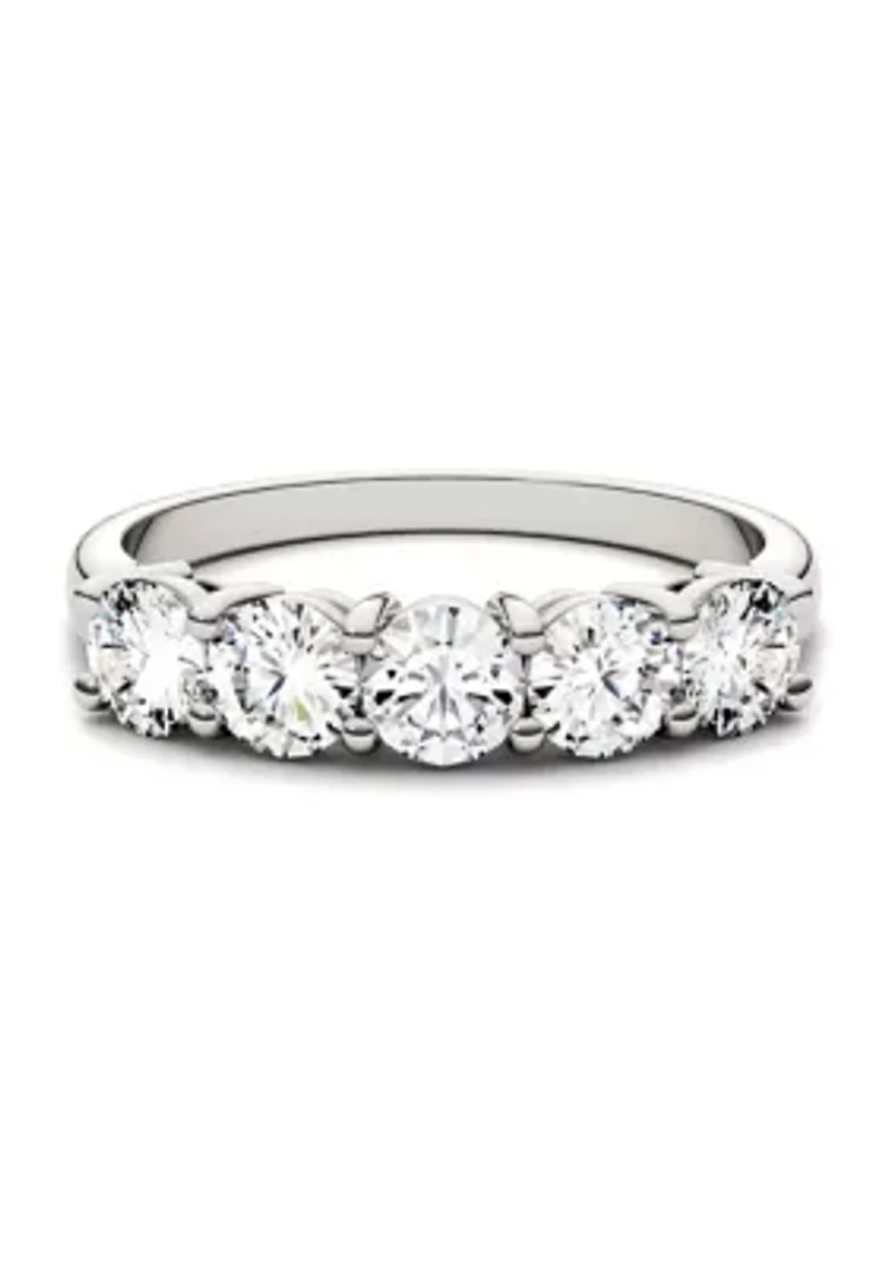 1.15 ct. t.w. Moissanite Five Stone Band 14K White Gold