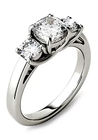 1.76 ct. t.w. Lab Created Moissanite Cushion Three Stone Ring 14K White Gold