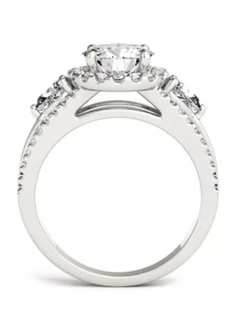 2.5 ct. t.w. Lab Created Moissanite Halo Engagement Ring 14K White Gold