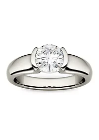 1 ct. t.w. Lab Created Moissanite Semi Bezel Engagement Ring 14K White Gold