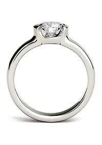 1 ct. t.w. Lab Created Moissanite Semi Bezel Engagement Ring 14K White Gold