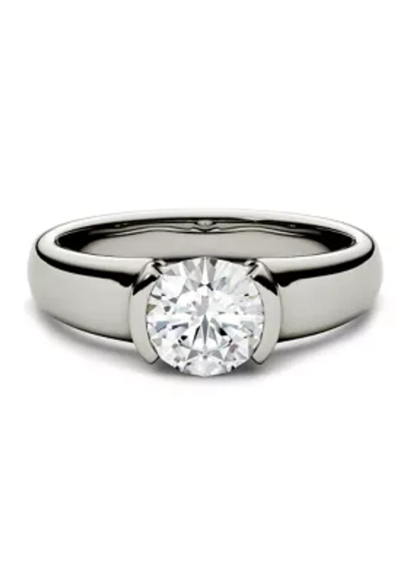 1 ct. t.w. Lab Created Moissanite Semi Bezel Engagement Ring 14K White Gold