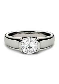 1 ct. t.w. Lab Created Moissanite Semi Bezel Engagement Ring 14K White Gold