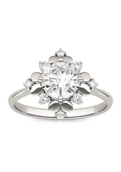 1.11 ct. t.w. Lab Created Moissanite Floral Halo Ring 14K White Gold
