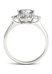 1.11 ct. t.w. Lab Created Moissanite Floral Halo Ring 14K White Gold