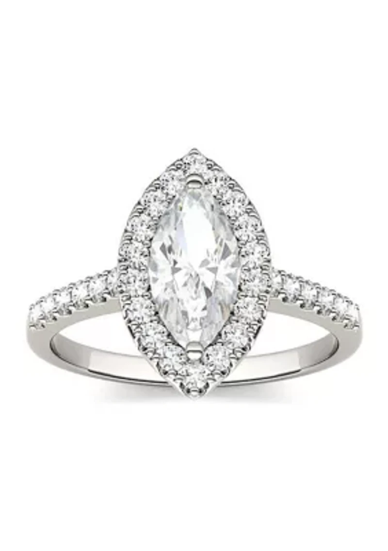 Charles & Colvard 1.45 ct. t.w. Lab Created Moissanite Marquise Halo Ring