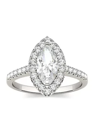 Charles & Colvard 1.45 ct. t.w. Lab Created Moissanite Marquise Halo Ring