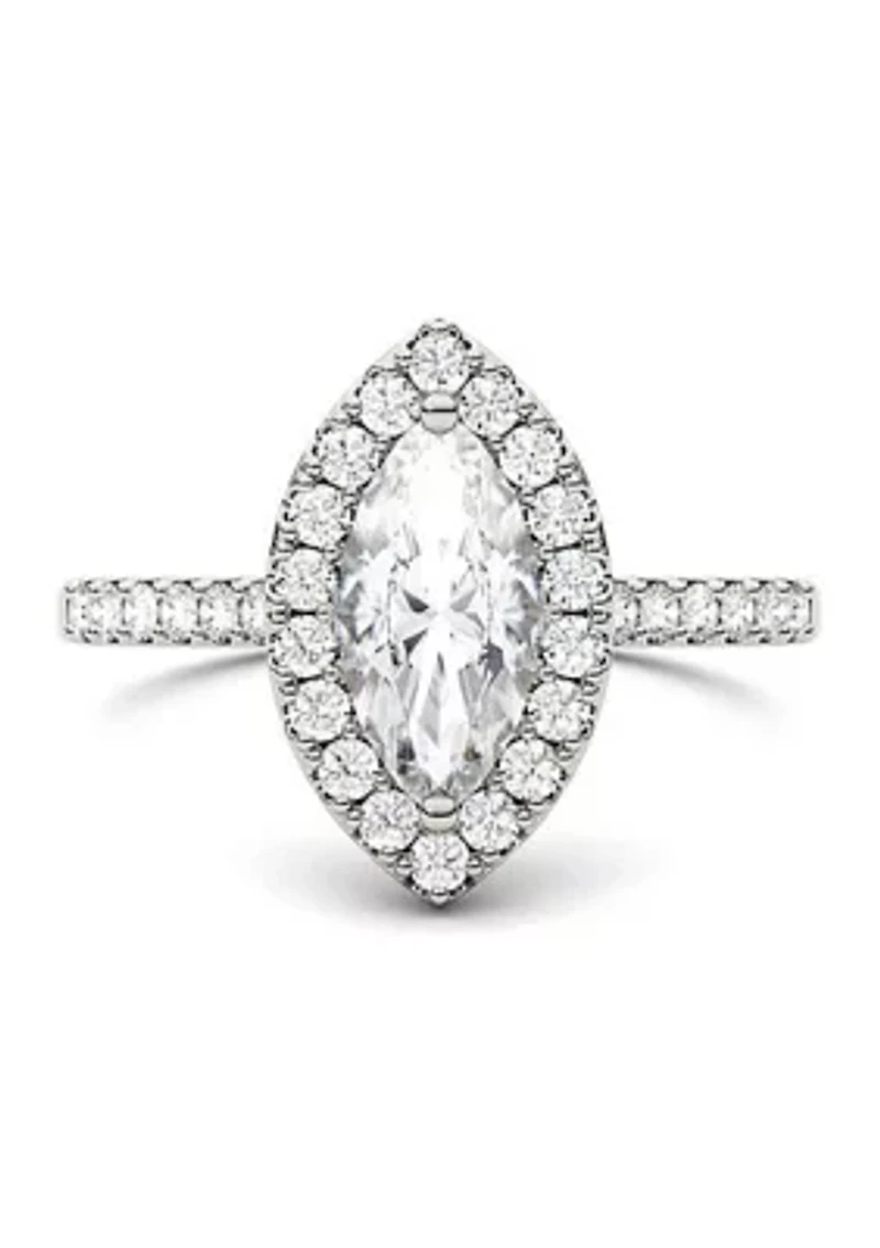 Charles & Colvard 1.45 ct. t.w. Lab Created Moissanite Marquise Halo Ring