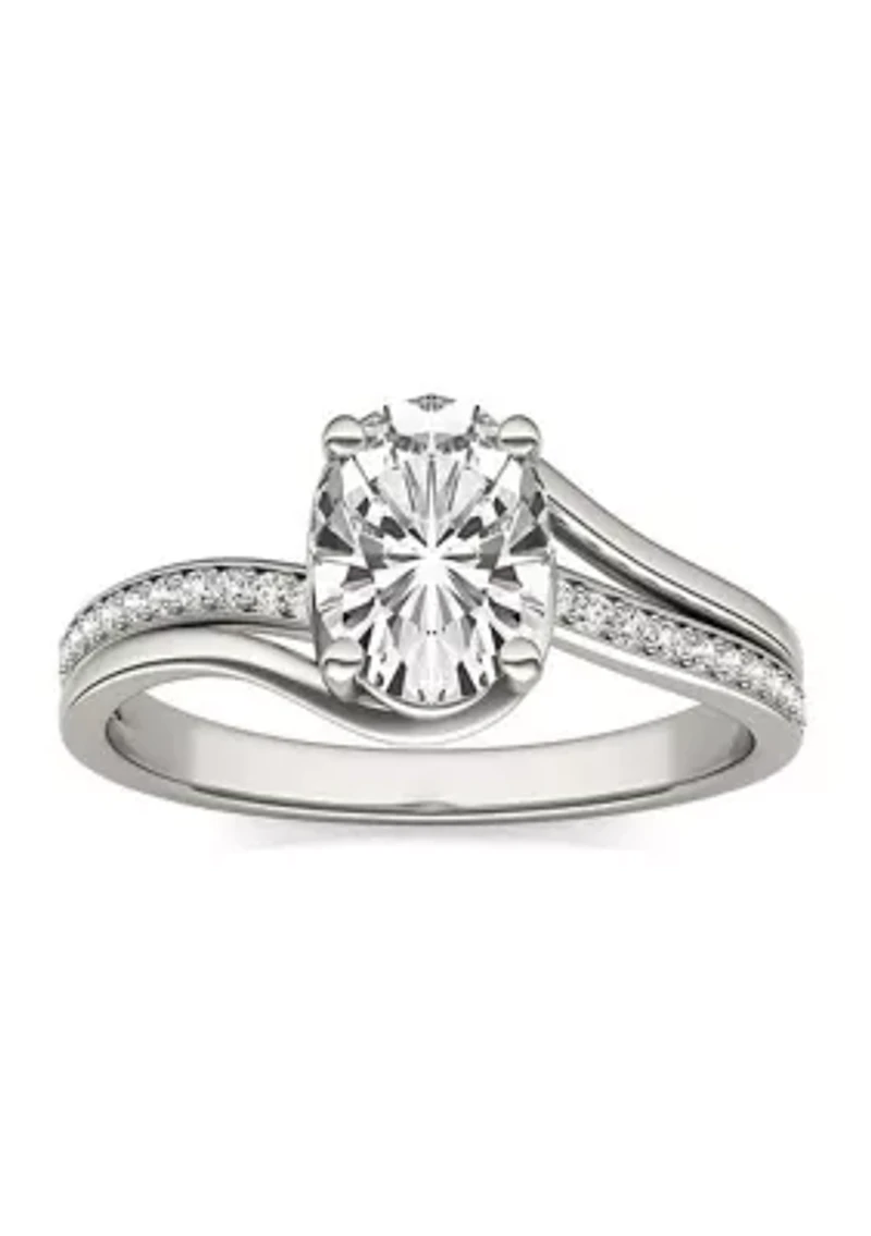 Charles & Colvard 1.60 ct. t.w. Lab Created Oval Moissanite Bypass Engagement Ring 14k Gold