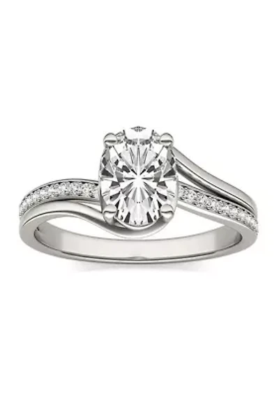 Charles & Colvard 1.60 ct. t.w. Lab Created Oval Moissanite Bypass Engagement Ring 14k Gold