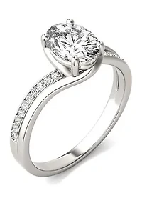 Charles & Colvard 1.60 ct. t.w. Lab Created Oval Moissanite Bypass Engagement Ring 14k Gold