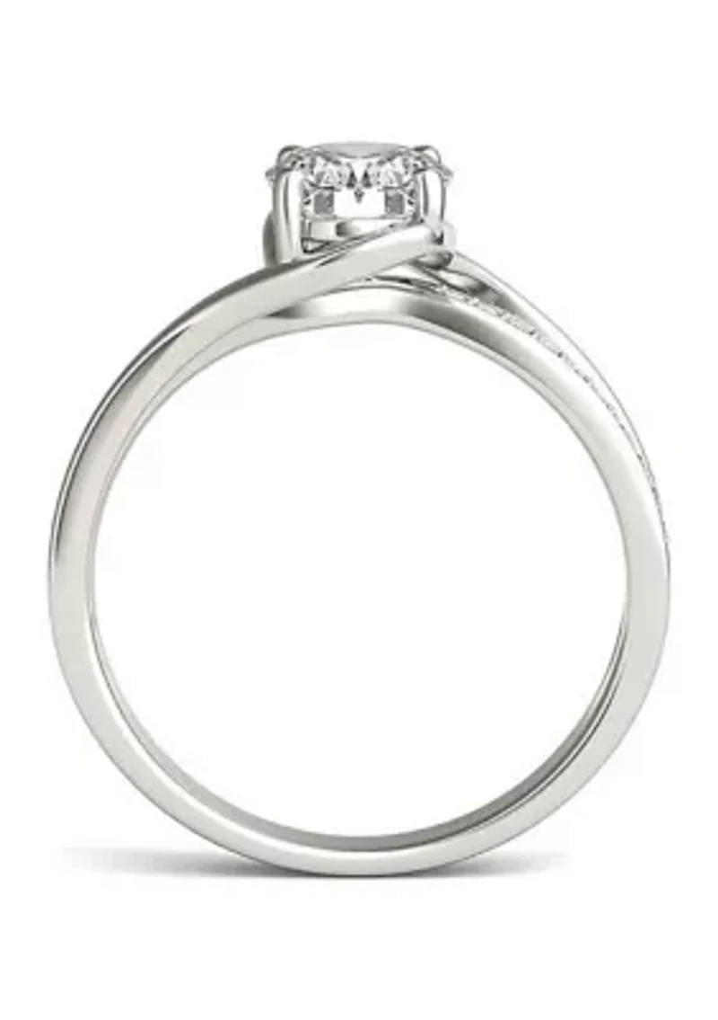 Charles & Colvard 1.60 ct. t.w. Lab Created Oval Moissanite Bypass Engagement Ring 14k Gold