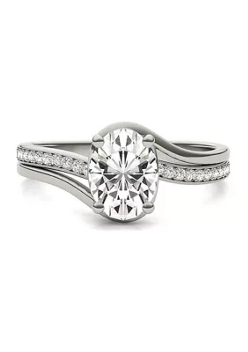 Charles & Colvard 1.60 ct. t.w. Lab Created Oval Moissanite Bypass Engagement Ring 14k Gold