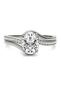 Charles & Colvard 1.60 ct. t.w. Lab Created Oval Moissanite Bypass Engagement Ring 14k Gold