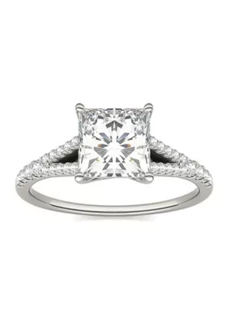 Charles & Colvard 1.71 ct. t.w. Lab Created Princess Cut Moissanite Engagement Ring 14k Gold
