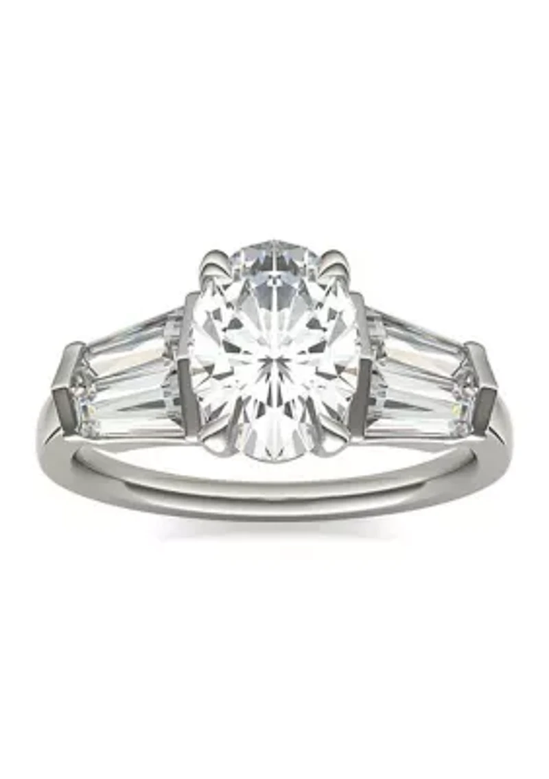 Charles & Colvard 3.26 ct. t.w. Lab Created Oval Moissanite Five Stone Engagement Ring 14k Gold