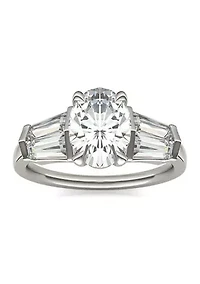 Charles & Colvard 3.26 ct. t.w. Lab Created Oval Moissanite Five Stone Engagement Ring 14k Gold
