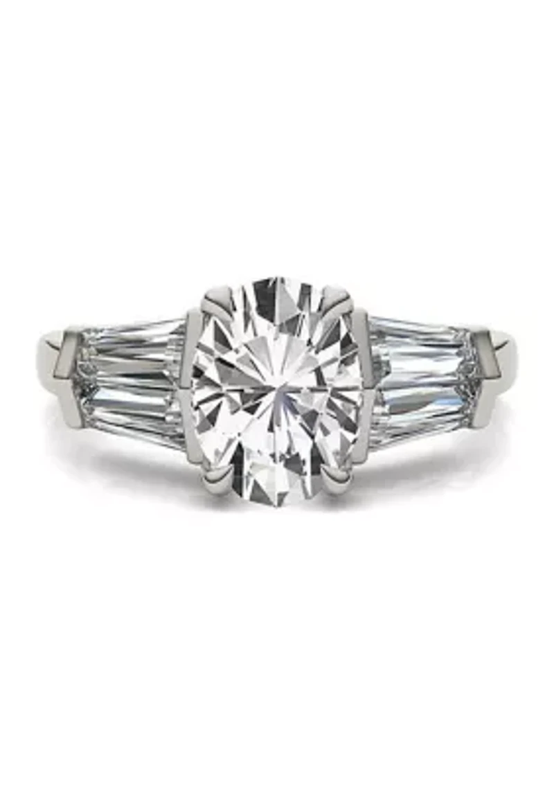 Charles & Colvard 3.26 ct. t.w. Lab Created Oval Moissanite Five Stone Engagement Ring 14k Gold