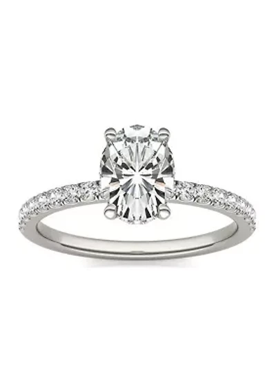 Charles & Colvard 1.78 ct. t.w. Lab Created Oval Moissanite Hidden Halo Engagement Ring 14k Gold