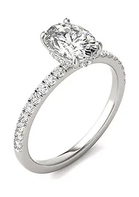 Charles & Colvard 1.78 ct. t.w. Lab Created Oval Moissanite Hidden Halo Engagement Ring 14k Gold