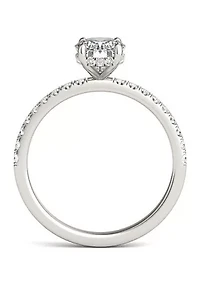 Charles & Colvard 1.78 ct. t.w. Lab Created Oval Moissanite Hidden Halo Engagement Ring 14k Gold