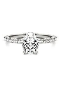 Charles & Colvard 1.78 ct. t.w. Lab Created Oval Moissanite Hidden Halo Engagement Ring 14k Gold