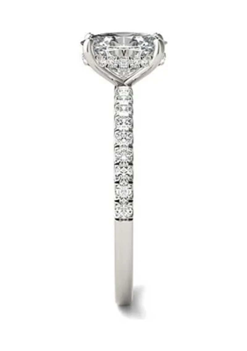 Charles & Colvard 1.78 ct. t.w. Lab Created Oval Moissanite Hidden Halo Engagement Ring 14k Gold