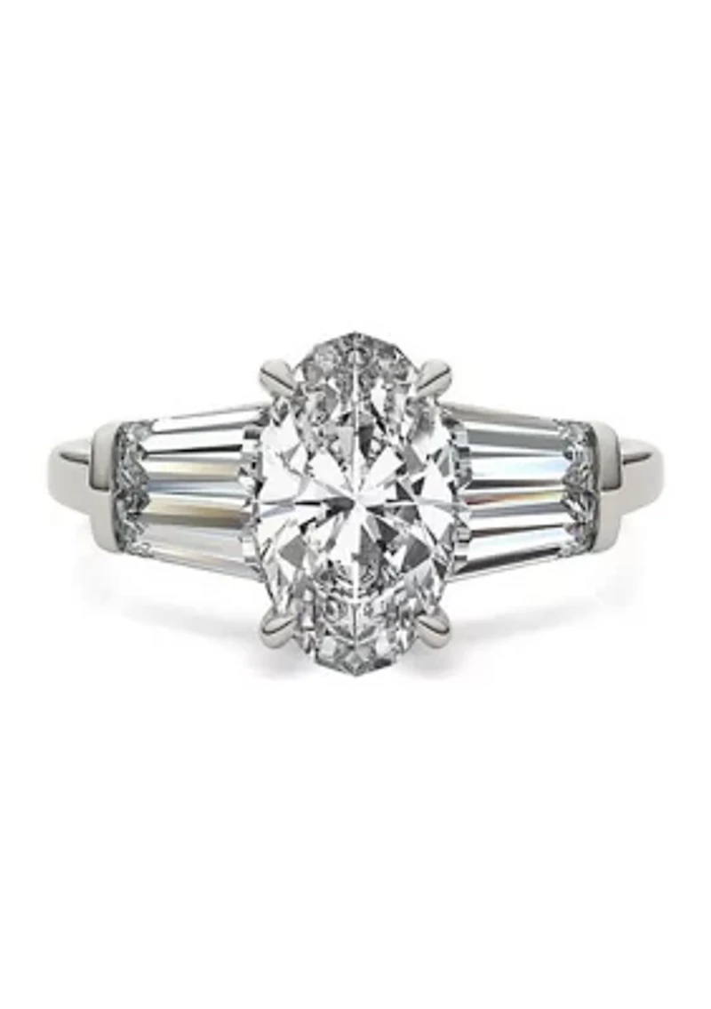 Charles & Colvard 3.46 ct. t.w. Lab Created Elongated Oval Moissanite Five Stone Engagement Ring 14k Gold