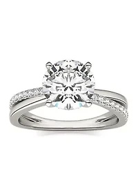 2.10 ct. t.w. Lab Created Round Moissanite Split-Shank Ring 14k Gold