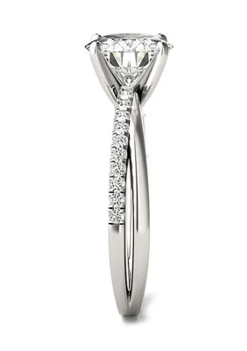 2.10 ct. t.w. Lab Created Round Moissanite Split-Shank Ring 14k Gold