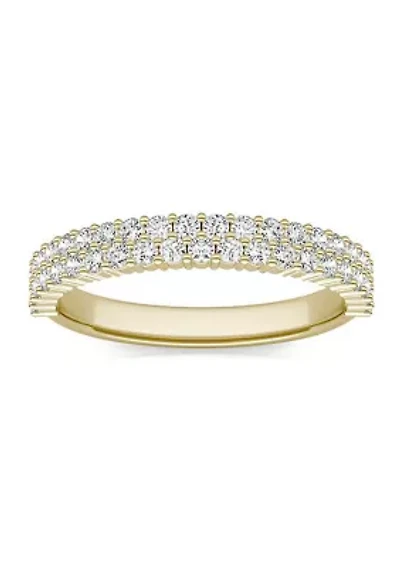 Charles & Colvard 0.62 ct. t.w. Lab Created Two-Row Moissanite Band 14k Gold