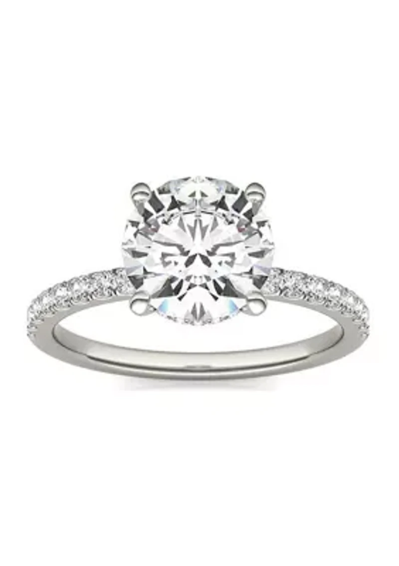 Charles & Colvard 2.19 ct. t.w. Lab Created Round Moissanite Hidden Halo Engagement Ring 14k Gold