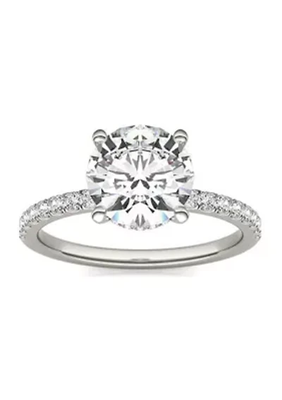 Charles & Colvard 2.19 ct. t.w. Lab Created Round Moissanite Hidden Halo Engagement Ring 14k Gold