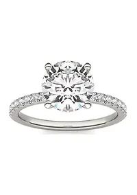 Charles & Colvard 2.19 ct. t.w. Lab Created Round Moissanite Hidden Halo Engagement Ring 14k Gold