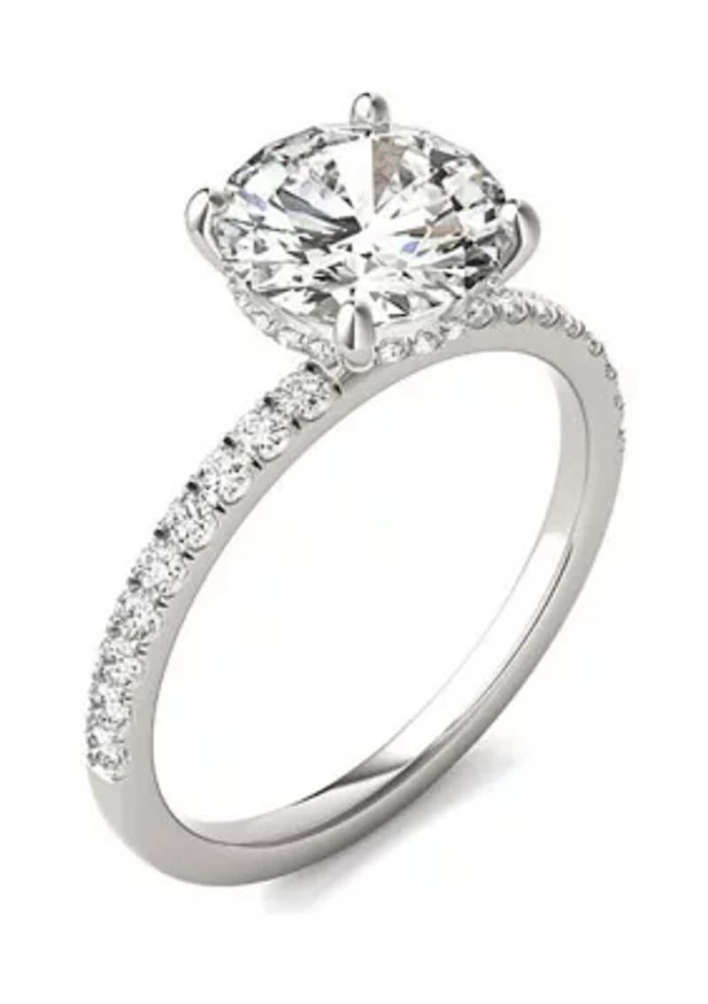 Charles & Colvard 2.19 ct. t.w. Lab Created Round Moissanite Hidden Halo Engagement Ring 14k Gold