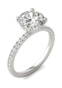 Charles & Colvard 2.19 ct. t.w. Lab Created Round Moissanite Hidden Halo Engagement Ring 14k Gold