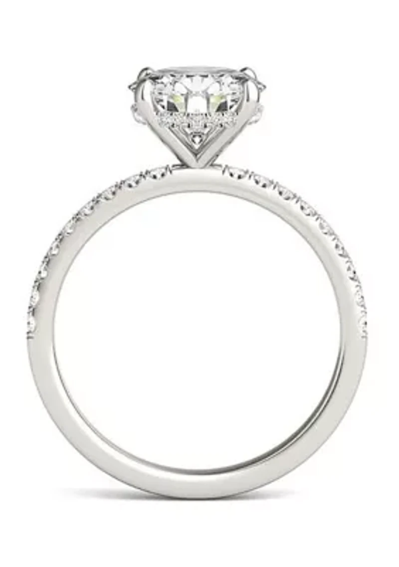 Charles & Colvard 2.19 ct. t.w. Lab Created Round Moissanite Hidden Halo Engagement Ring 14k Gold