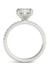 Charles & Colvard 2.19 ct. t.w. Lab Created Round Moissanite Hidden Halo Engagement Ring 14k Gold