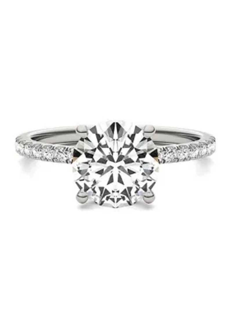 Charles & Colvard 2.19 ct. t.w. Lab Created Round Moissanite Hidden Halo Engagement Ring 14k Gold