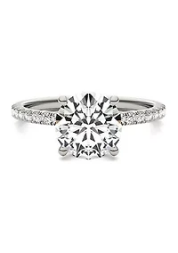 Charles & Colvard 2.19 ct. t.w. Lab Created Round Moissanite Hidden Halo Engagement Ring 14k Gold