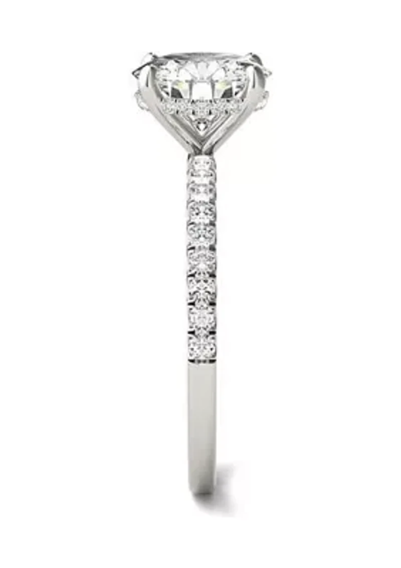 Charles & Colvard 2.19 ct. t.w. Lab Created Round Moissanite Hidden Halo Engagement Ring 14k Gold