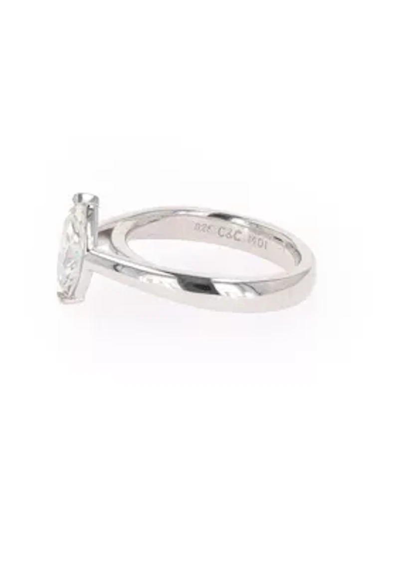 Lab Created Sterling Silver 1.40ct. tw. Moissanite Marquise Solitaire Ring
