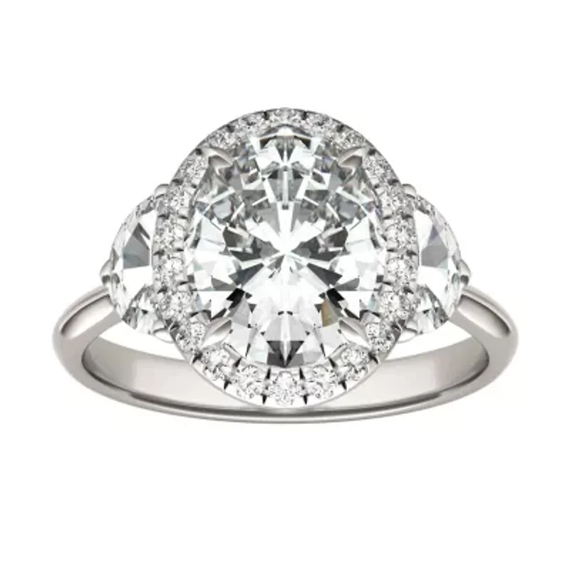Charles & Colvard 3.93 ct. tw. Lab Created Moissanite Oval Three Stone Ring 14K White Gold