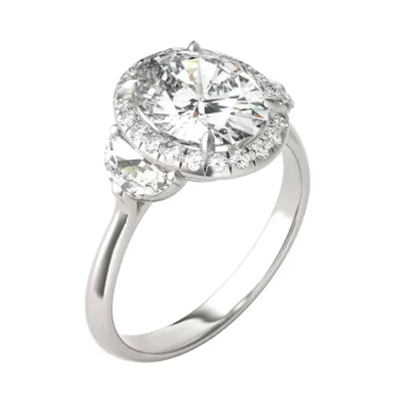 Charles & Colvard 3.93 ct. tw. Lab Created Moissanite Oval Three Stone Ring 14K White Gold