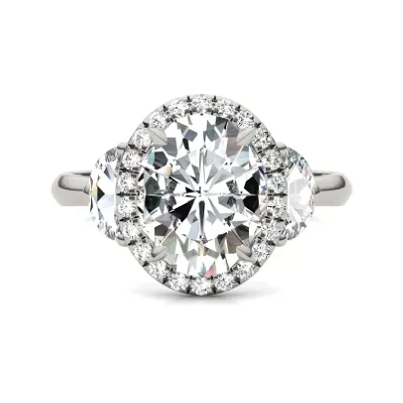 Charles & Colvard 3.93 ct. tw. Lab Created Moissanite Oval Three Stone Ring 14K White Gold